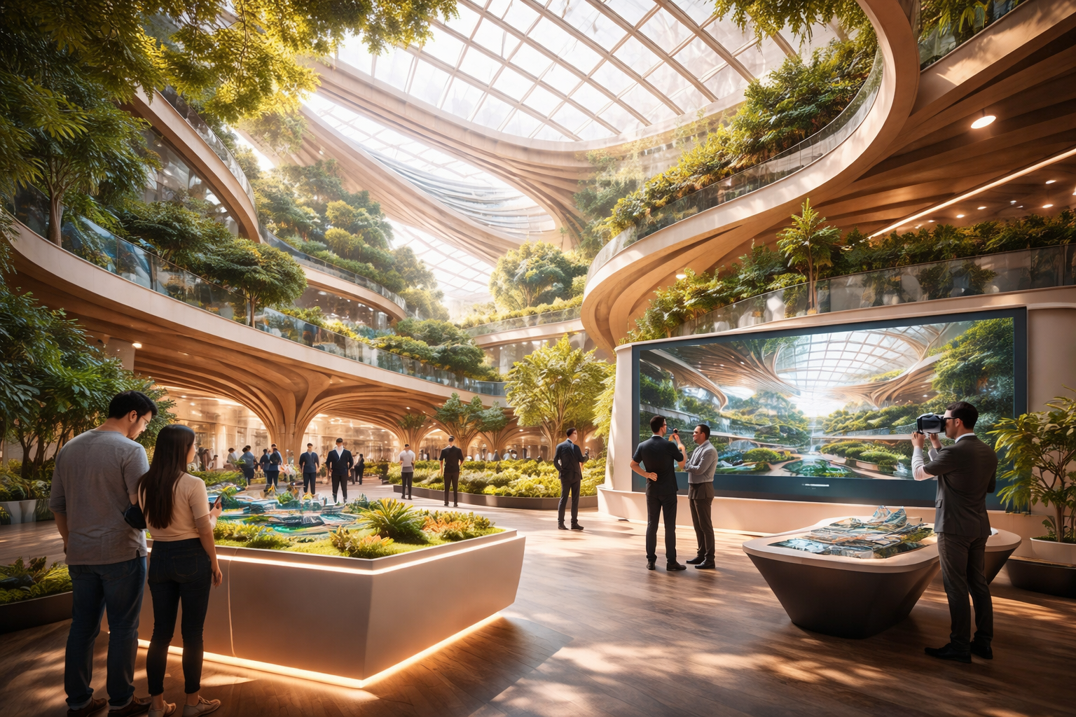 Atrio biofilico futuristico — ArchiVirtual3d